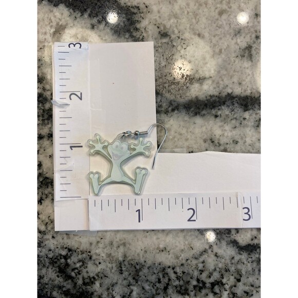 Earrings Fun Frog Animal Dangle Drop  Funky Whimsical Unique Reptile Green - Picture 6 of 6